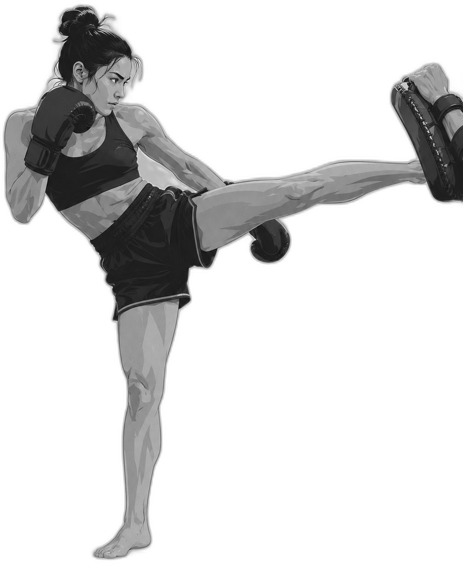 Athlete training Muay Thai striking technique